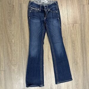 Ariat Real Denim Jeans Womens 27S Long Western Frayed Hem High Rise - EUC